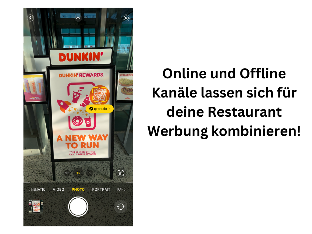 Außenwerbung Restaurant und Online Werbung Restaurant in Kombination um auf Aktionen hinzuweisen